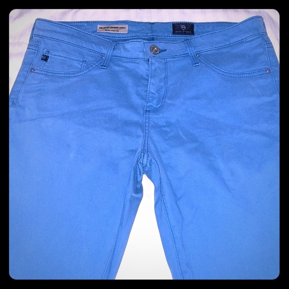 AG baby blue with zipper detail skinny jeans NWOT